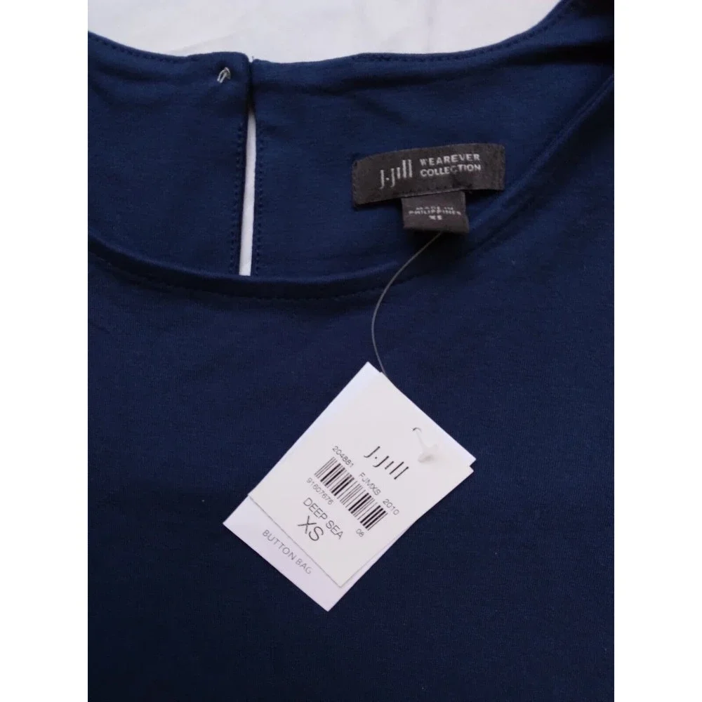 J Jill Wearever 3/4 Sleeve A Line Dress Blue Travel Career Womens Size XS - Picture 4 of 8